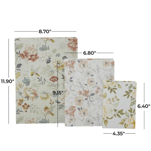 Floral Canvas Book Boxes, Set of 3