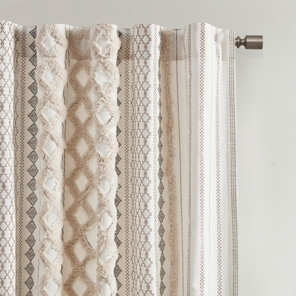 Imani Cream Chenille Stripe Curtain Panel
