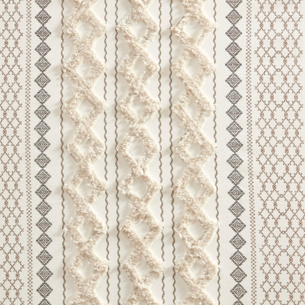 Imani Cream Chenille Stripe Curtain Panel