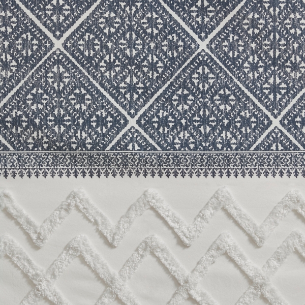 Mila Blue Horizontal Stripe Curtain Panel, 84 in.