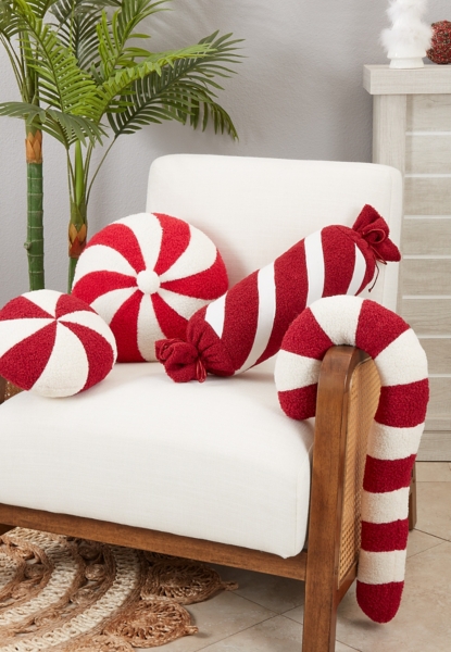 Red and White Candy Roll Pillow