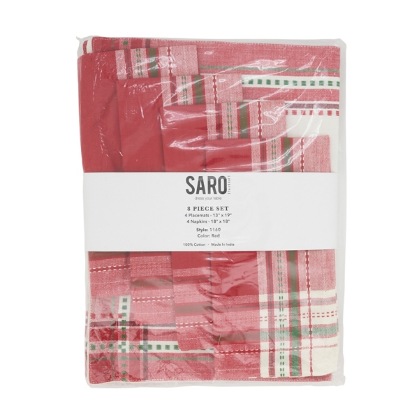 Christmas Plaid 8-pc. Placemat & Napkin Set