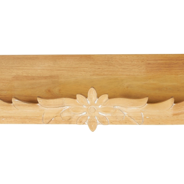 Floral Scroll Natural Wood Wall Shelf