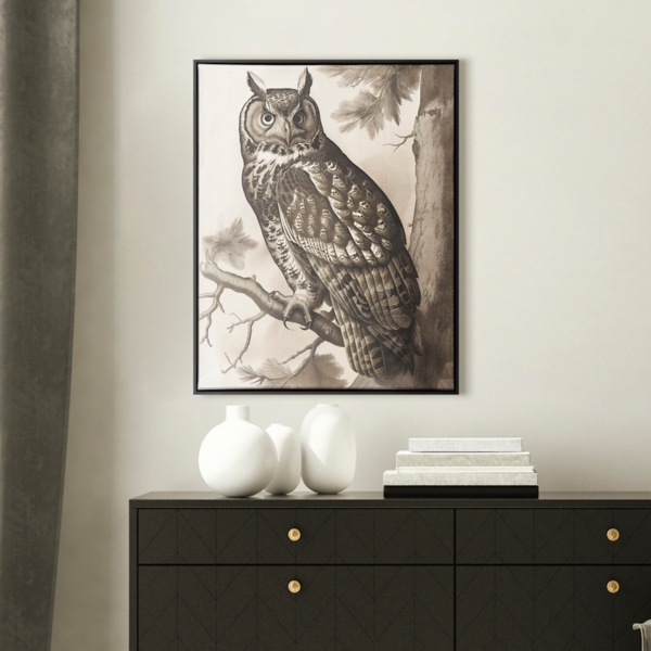 Stoic Owl Framed Canvas Art Print