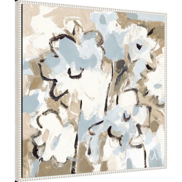 Blue Abstract Floral Framed Canvas Art Print