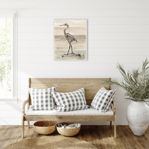 Elegant Egret Framed Canvas Art Print