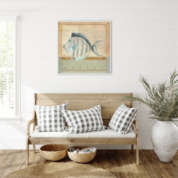 Vintage Fish III Framed Canvas Art Print