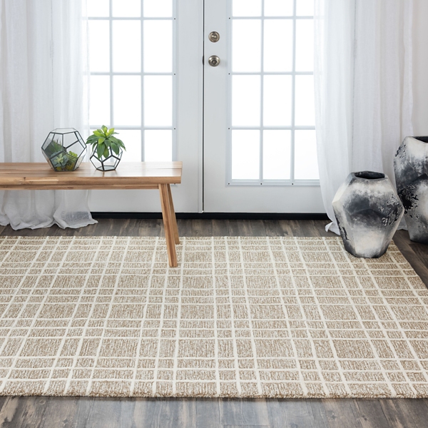 and Ivory Grid Lofton Wool Area Rug