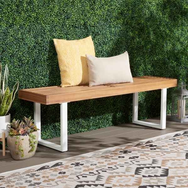 Acacia Wood and Metal Monti Outdoor Bench