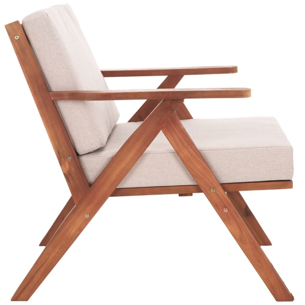 Gray Upholstered Acacia Wood Outdoor Chair