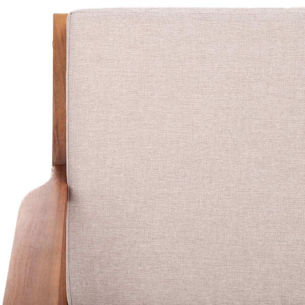 Gray Upholstered Acacia Wood Outdoor Loveseat