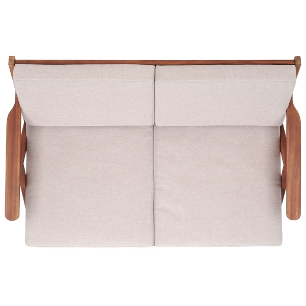 Gray Upholstered Acacia Wood Outdoor Loveseat