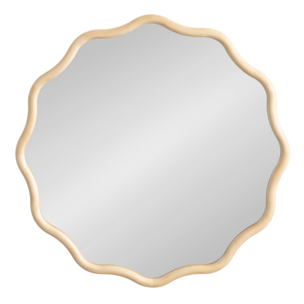 Natural Wavy Scallop Round Wall Mirror