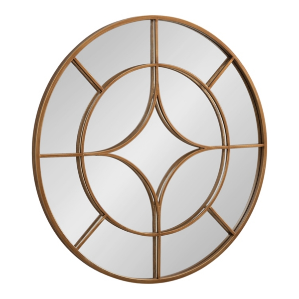 Round Gold Geometric Overlay Wall Mirror | Kirklands Home