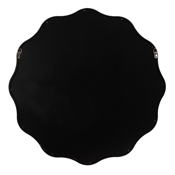 Black Wavy Scallop Round Wall Mirror