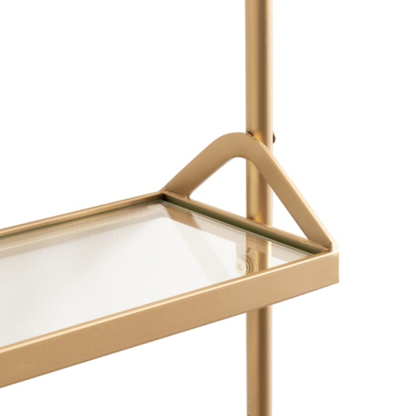 Gold Metal and Glass 3-Tier Wall Shelf