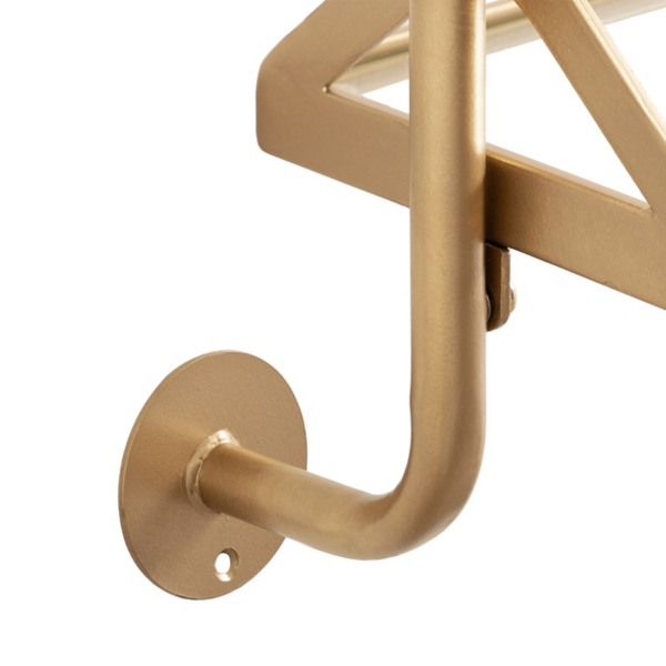 Gold Metal and Glass 3-Tier Wall Shelf