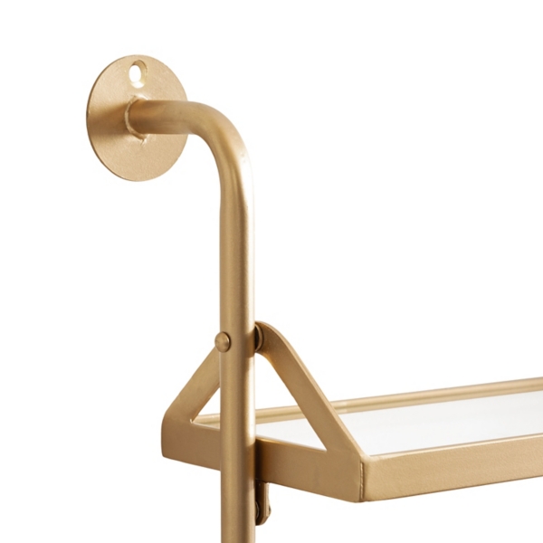 Gold Metal and Glass 3-Tier Wall Shelf