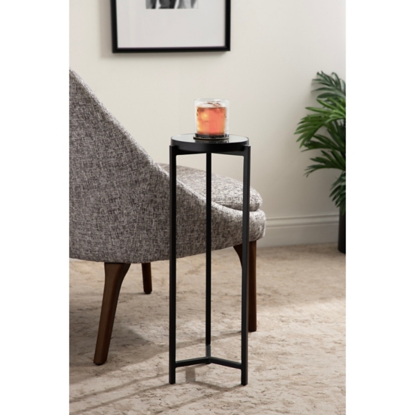 Black Metal Mirrored Tabletop Aguilar Drink Table