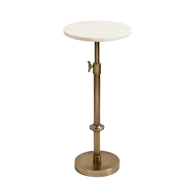 Round Aged Gold and Marble Accent Table
