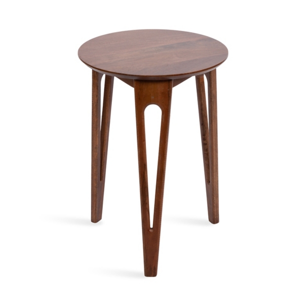 Walnut Brown Mango Wood Round Kershaw Accent Table