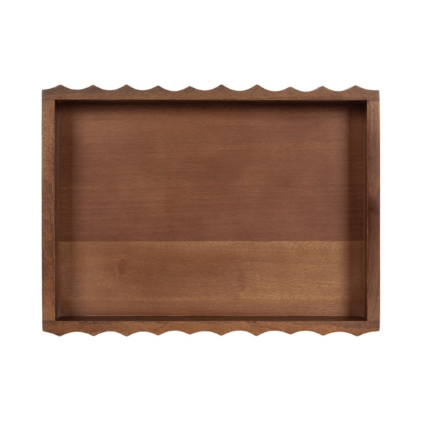 Walnut Brown Fluted Lissi Rectangular Serving Tray