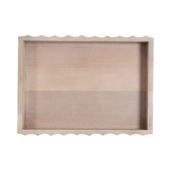 Natural Wood Fluted Lissi Rectangular Serving Tray