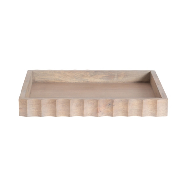 Natural Wood Fluted Lissi Rectangular Serving Tray