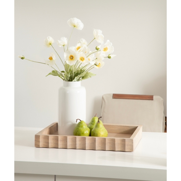 Natural Wood Fluted Lissi Rectangular Serving Tray