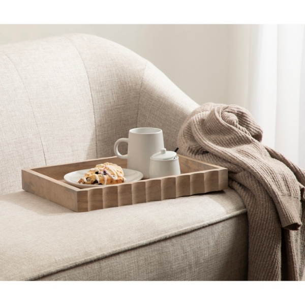 Natural Wood Fluted Lissi Rectangular Serving Tray