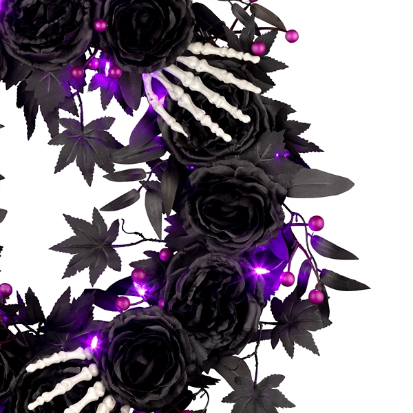 Bad to the Bone Black Roses Wreath