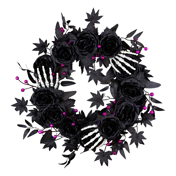 Bad to the Bone Black Roses Wreath