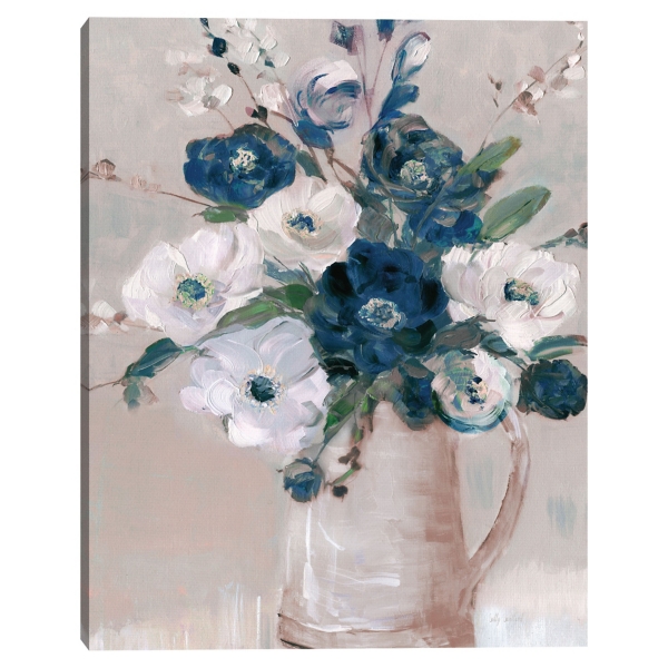 Touch of Teal Bouquet Framed Canvas Art Print