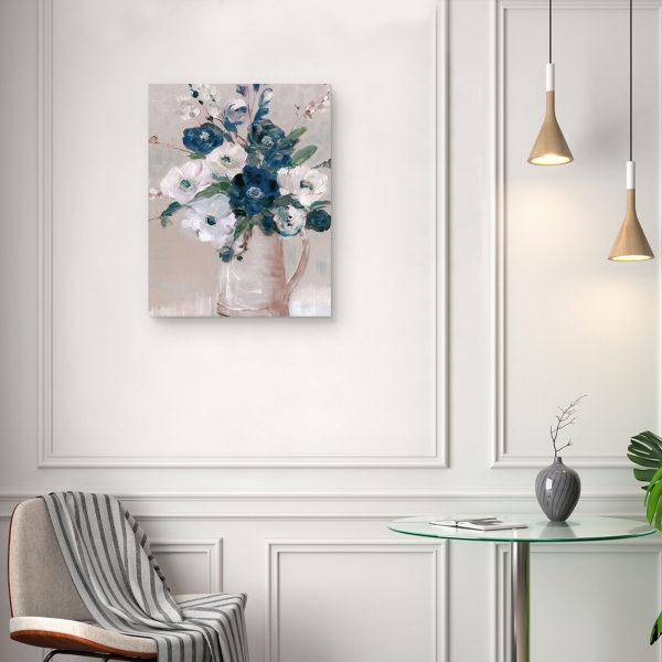Touch of Teal Bouquet Framed Canvas Art Print
