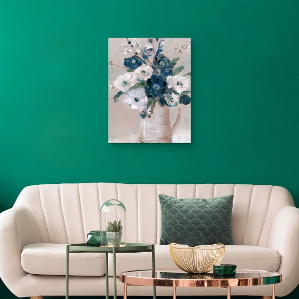 Touch of Teal Bouquet Framed Canvas Art Print