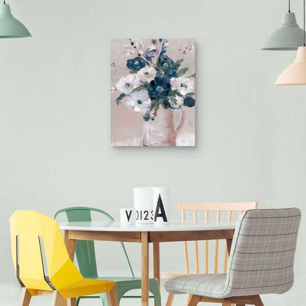 Touch of Teal Bouquet Framed Canvas Art Print