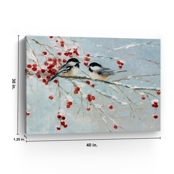 Chickadees in Winter Canvas Art Print
