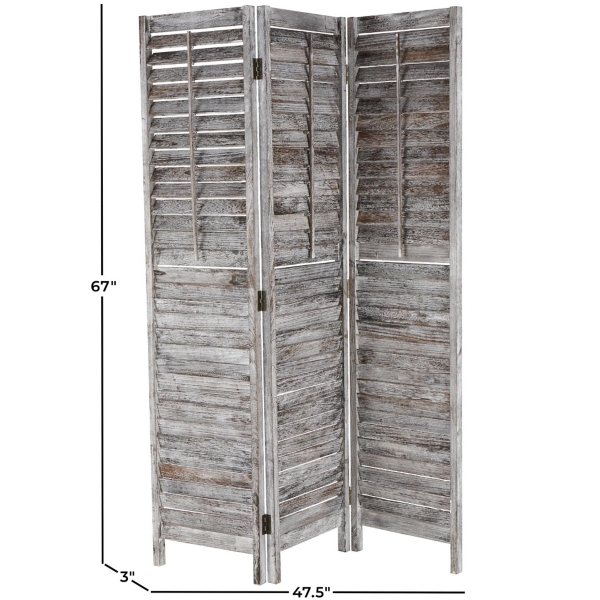 Rustic Gray Shutter Trifold Room Divider