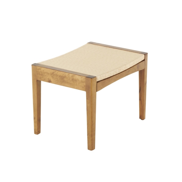 Woven Rope and Birch Wood Stool Ottoman