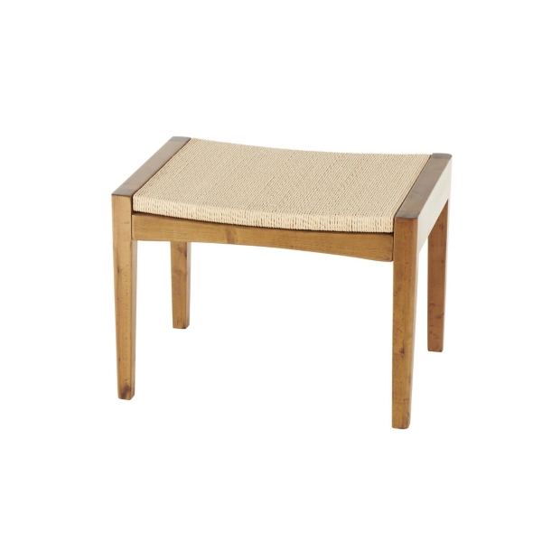 Woven Rope and Birch Wood Stool Ottoman
