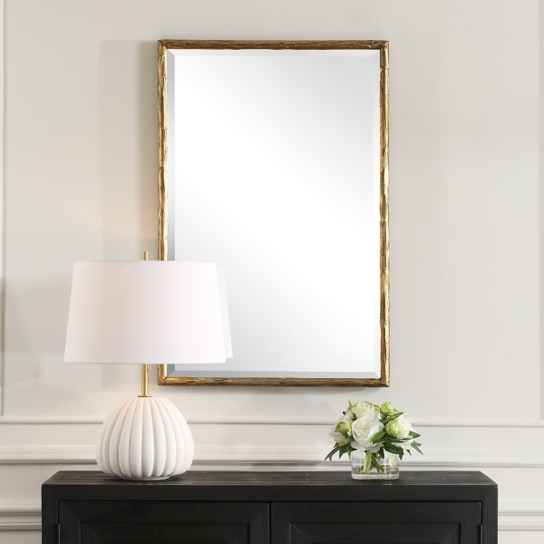 Sutton Distressed Gold Frame Wall Mirror