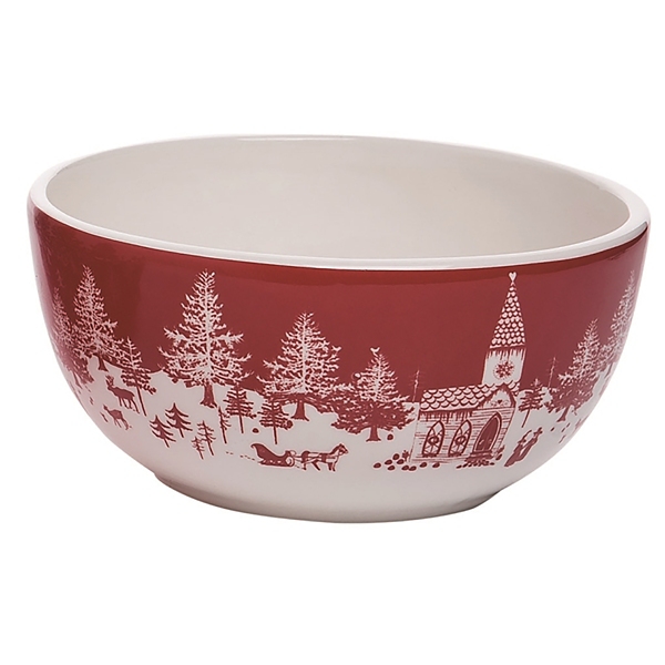 Red & White Toile Christmas Bowls, Set of 3