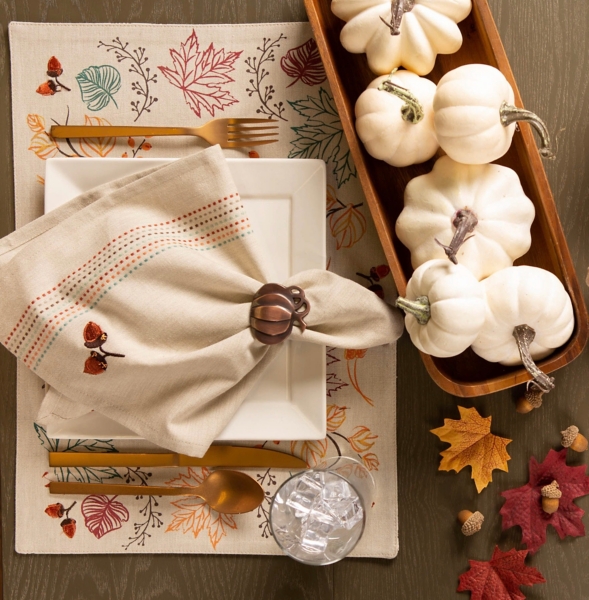 Bronze Metal Pumpkin Napkin Rings, Set of 6