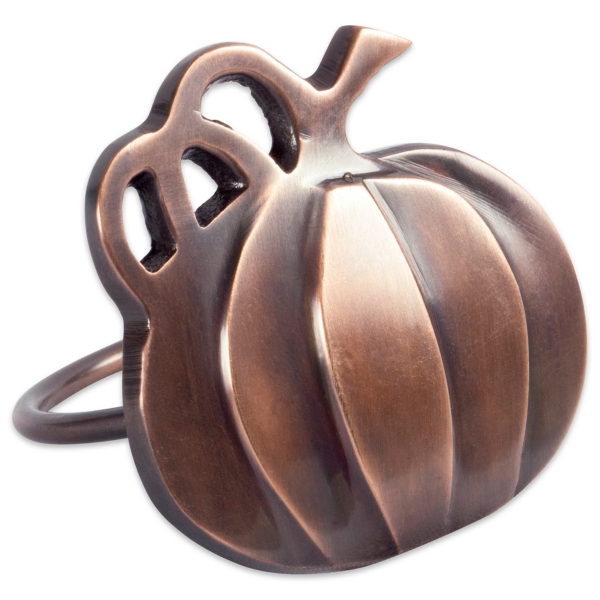 Bronze Metal Pumpkin Napkin Rings, Set of 6
