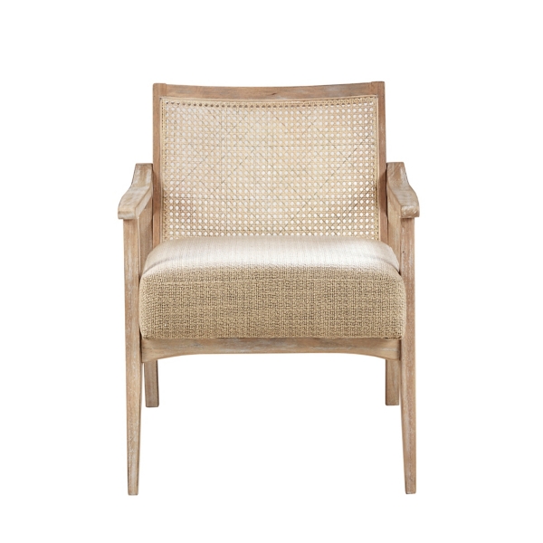 Neutral Wheat Mid-Century Modern Accent Chair