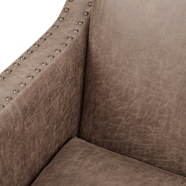 Brown Faux Leather Shayna Accent Chair