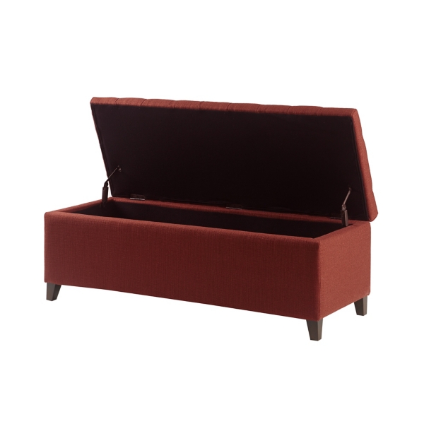 Kirklands Red Tufted Shandra Storage Bench | Hamilton Place