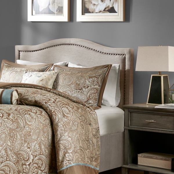 Tan Upholstered Augusta Queen Headboard