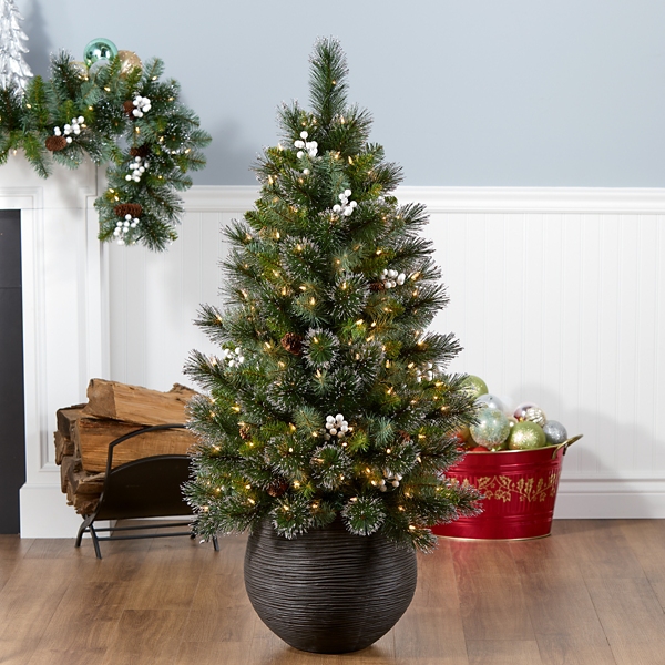 4 ft. Pre-Lit Glittery Crestwood Spruce Tree