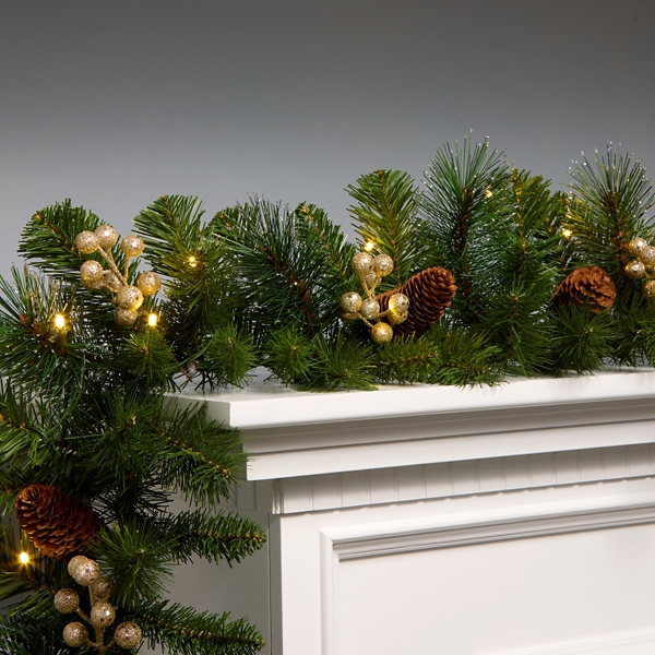 Pre-Lit Crestwood Gold Spruce Christmas Garland